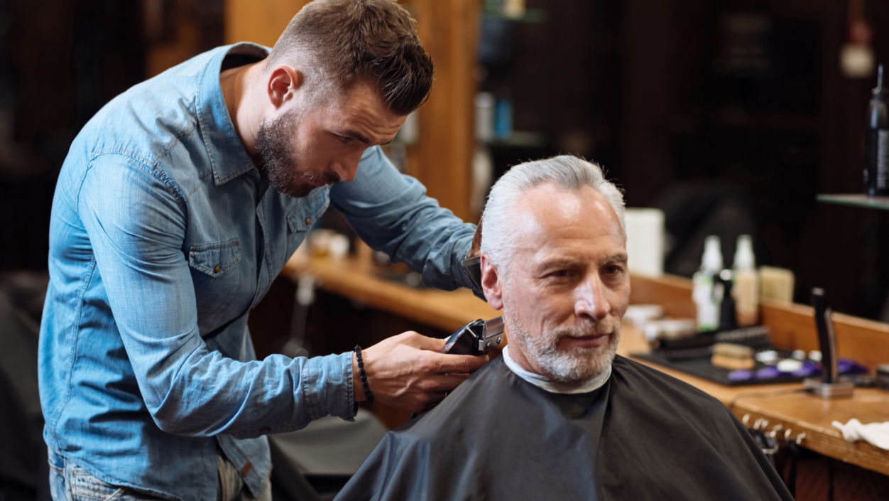 Barber giving a haircut