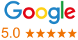 Google logo with five stars underneath.