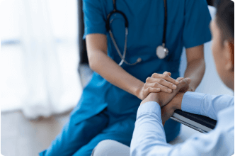 healthcare provider supporting patient through procedure preparation